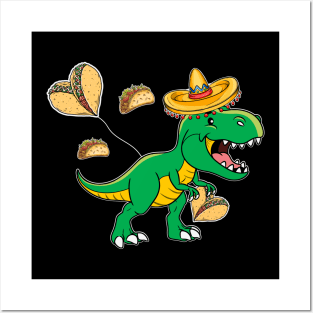 Cinco De Mayo Taco Dinosaur Posters and Art